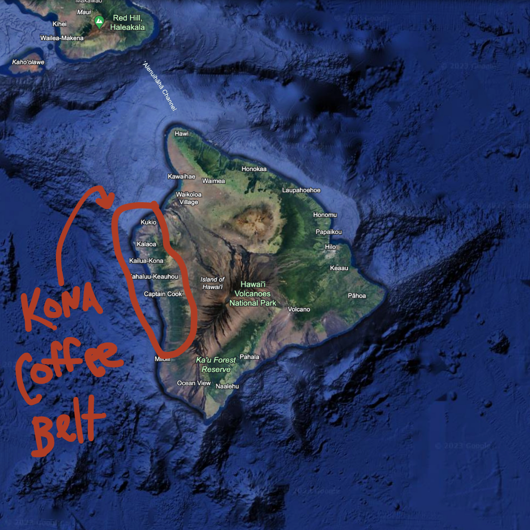 kona coffee belt map